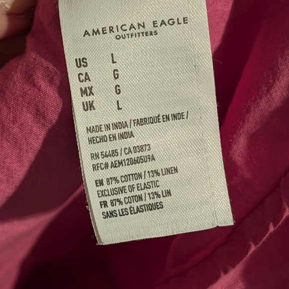 American Eagle Outfitters Pink Cotton Linen Midi Dress - L - Picture 4 of 5